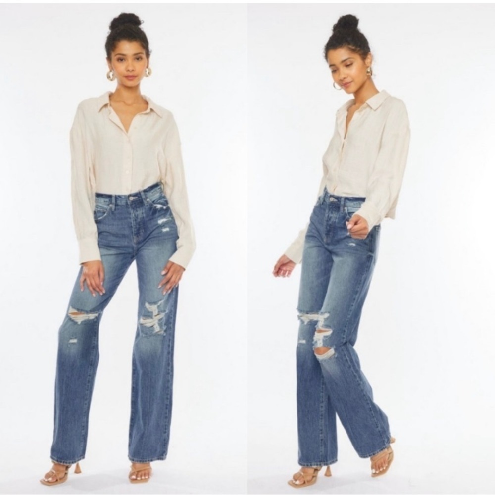 60057 KanCan High Rise Wide Leg Jeans (90’s Flare) - Picture 2 of 12